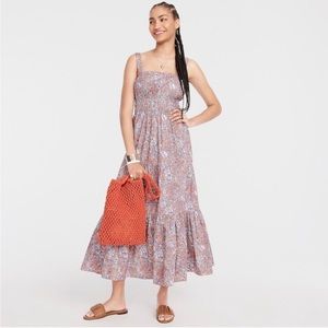 J. Crew Tiered Midi Dress with Convertible Straps in Bouquet Block, Size XS